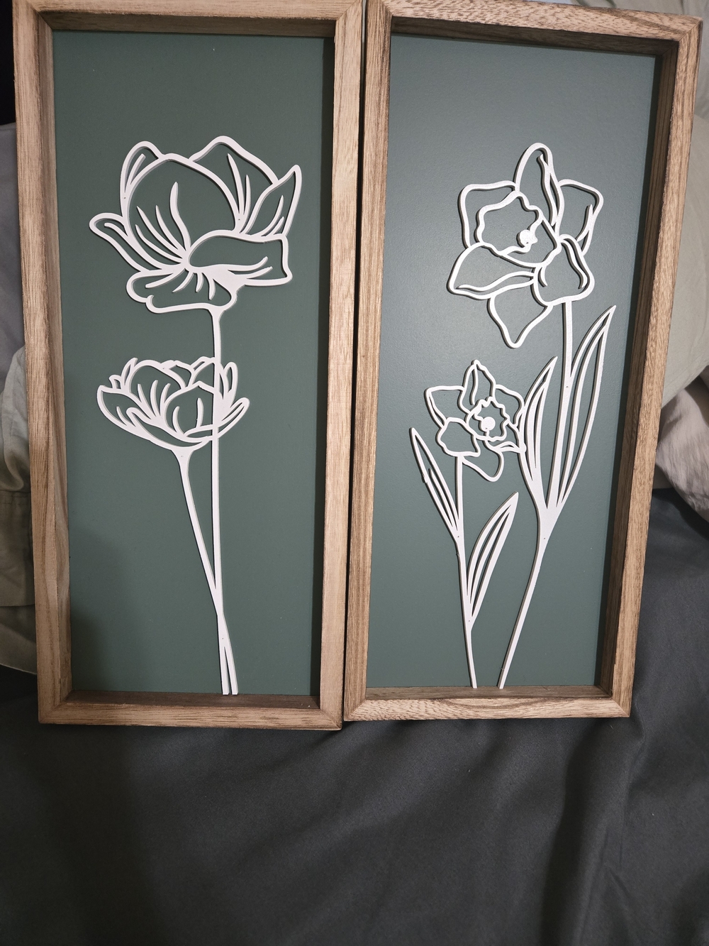 Amazon Green Floral Wood Wall Art Set